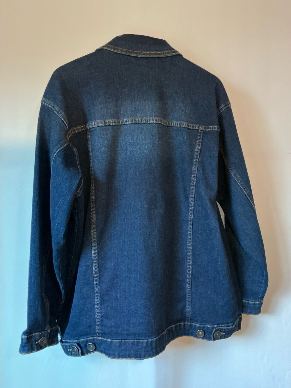 Tribal Dark Wash Relaxed Fit Blue Denim Jacket with Button Front Size Medium - Picture 4 of 11